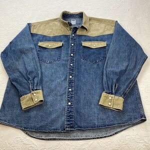 Old Navy Men XL Corduroy Denim Pearl Snap Country Western Vintage Cowboy Rodeo